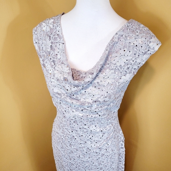 Silver Lace Cocktail Dress - Picture 3 of 12